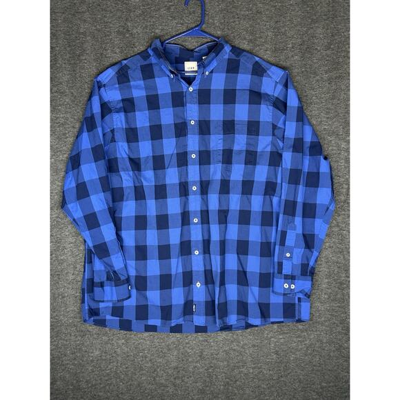 ROWM Blue Flannel Plaid Multicolor Short Sleeve‎ Button Down Size 2XB Shirt - Picture 1 of 5